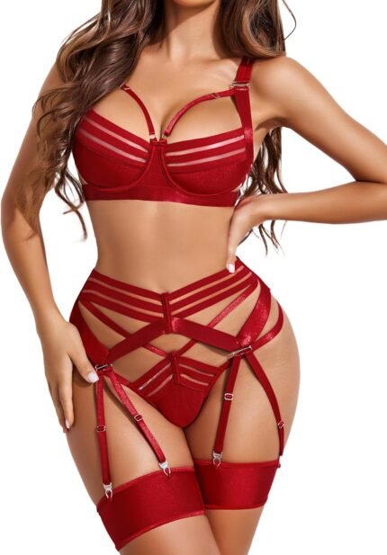Avidlove Lingerie Set for Women Sexy Strappy Lingerie with Underwired Push Up Bra Support Garter Lingerie Avidlove Lingerie Set for Women Sexy Strappy Lingerie with Underwired Push Up Bra Support Garter Lingerie