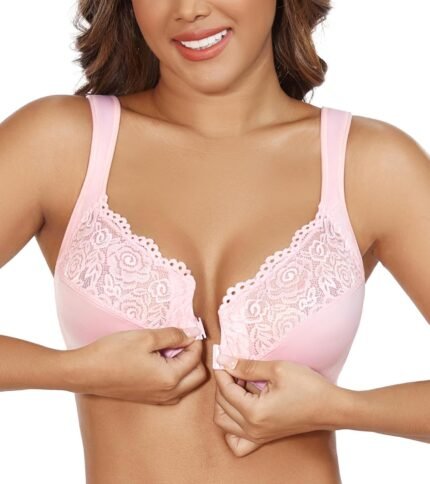 DotVol Women’s Plus Size Front Closure U-Back Underwire Wide Strap Everyday Bra