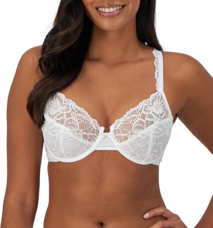 Bali Women’s Lace Desire Underwire Bra, Full-Coverage Lace Bra with Underwire Cups