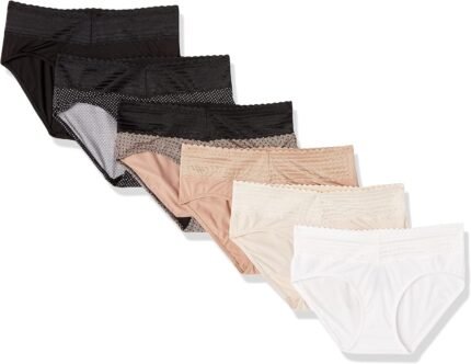 Warner’s Women’s Blissful Benefits Dig-Free Comfort Waistband with Lace Microfiber Hipster 6-Pack Ru1796w