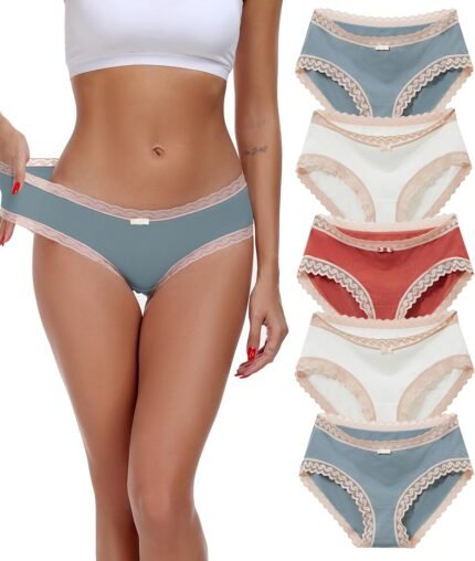 ANLIQI Womens Underwear Lace Trim Bikini Panties 3/5 Pack Soft Moisture Wicking Cotton Briefs Keep Cool Briefs S-3XL ANLIQI Womens Underwear Lace Trim Bikini Panties 3/5 Pack Soft Moisture Wicking Cotton Briefs Keep Cool Briefs S-3XL
