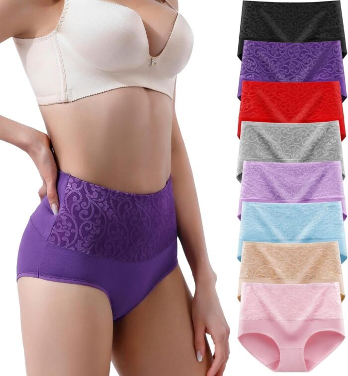 youlehe Women’s Cotton Underwear Briefs High Waist Full Coverage Soft Breathable Panties