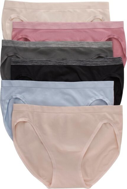 Hanes Women’s Seamless Underwear Pack, Comfort Flex Fit Bikini Boyshort or Thong Panties, 6-Pack