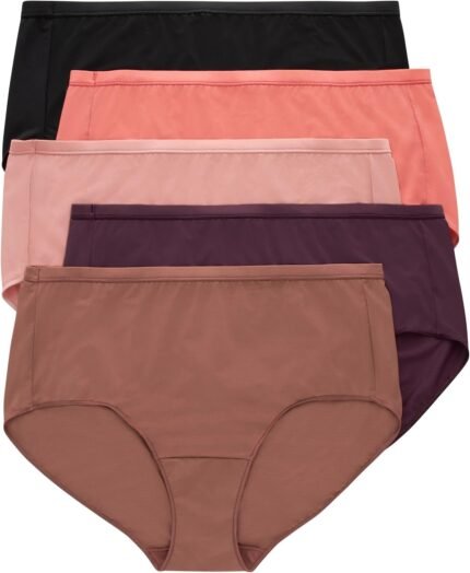 Hanes Women’s Just My Size Briefs, Breathable Mesh Plus Size Brief Underwear, No-Show Panties, 5-Pack