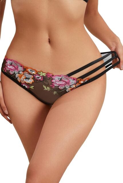 Womens Sexy Panties Butterfly Flower Embroidered Underwear Mesh Panties Glitter Waist Band Panty Pack Womens Sexy Panties Butterfly Flower Embroidered Underwear Mesh Panties Glitter Waist Band Panty Pack