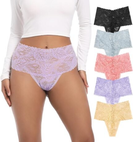 Umiehary Women Leaf Print High Waisted Tummy Control Lace Thong Stylish Comfort for Everyday Wear Small to 4XLarge Umiehary Women Leaf Print High Waisted Tummy Control Lace Thong Stylish Comfort for Everyday Wear Small to 4XLarge