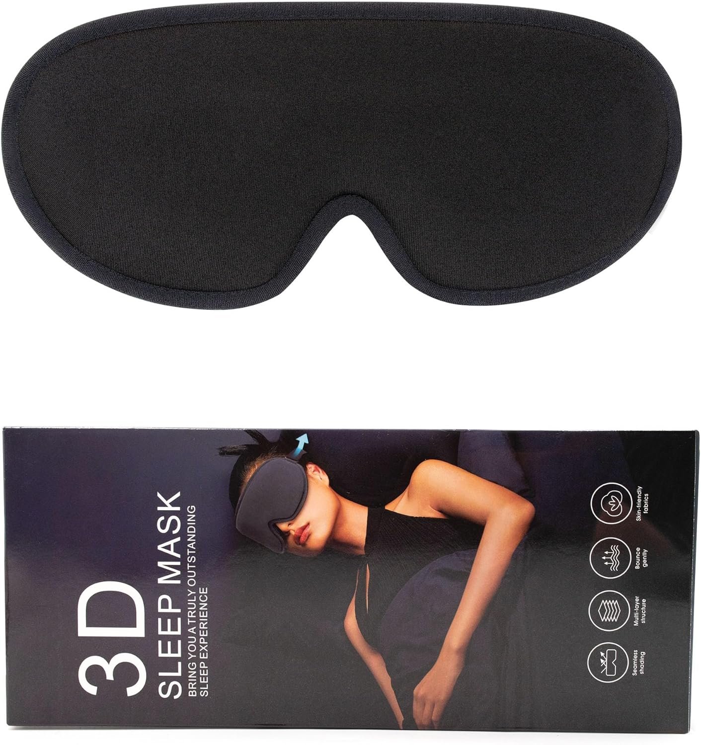 HYCLES Sleep Mask for Side Sleeper, 100% Light Blocking 3D Sleeping Eye Mask for Women Men, Eye Cover Relaxing Zero Pressure Night Blindfold Black