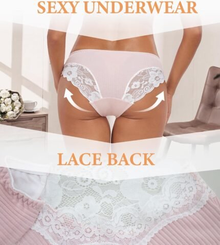 ANLIQI Women Underwear Cotton Lace Panties Ladies Briefs Underpant,Comfortable Elegant Cotton Panty with Bow Undies ANLIQI Women Underwear Cotton Lace Panties Ladies Briefs Underpant,Comfortable Elegant Cotton Panty with Bow Undies