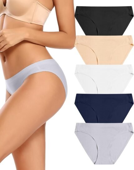 voenxe Women Bikini Underwear,Seamless Breathable Ladies Panties,No Show Comfortable Briefs Undies for Women,Hipster,5-Pack voenxe Women Bikini Underwear,Seamless Breathable Ladies Panties,No Show Comfortable Briefs Undies for Women,Hipster,5-Pack