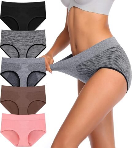 Annenmy Women’s Underwear, Seamless Hipster Panties Women Breathable Tag Free Women Brief, Sport Wicking Underwear 5-Pack Annenmy Women’s Underwear, Seamless Hipster Panties Women Breathable Tag Free Women Brief, Sport Wicking Underwear 5-Pack