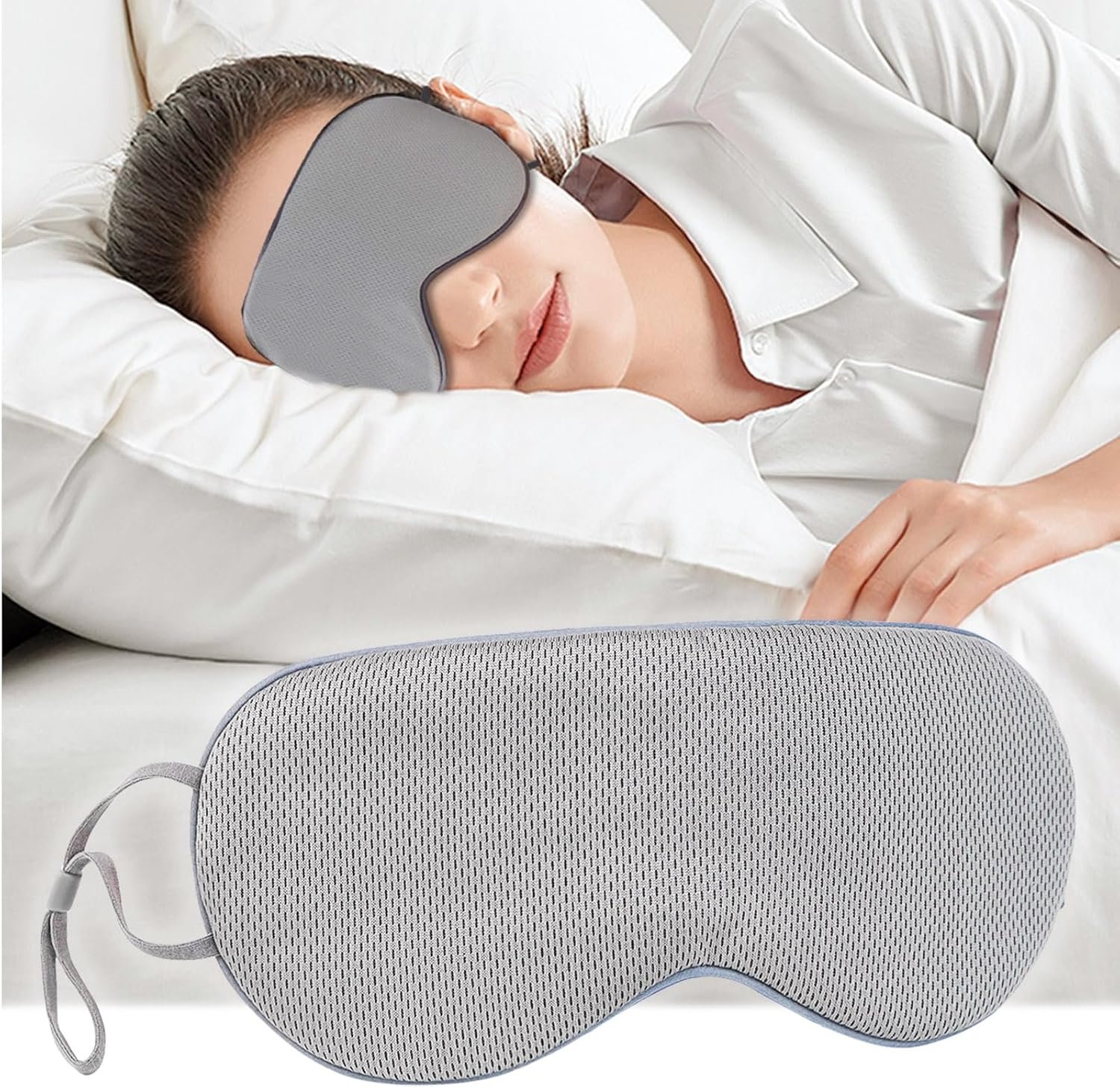 Sleep Mask for Women and Men Eye Mask for Sleeping Adjustable Blackout Double Side Sleep Eye Masks Soft Eye Covers Blindfold (Grey)