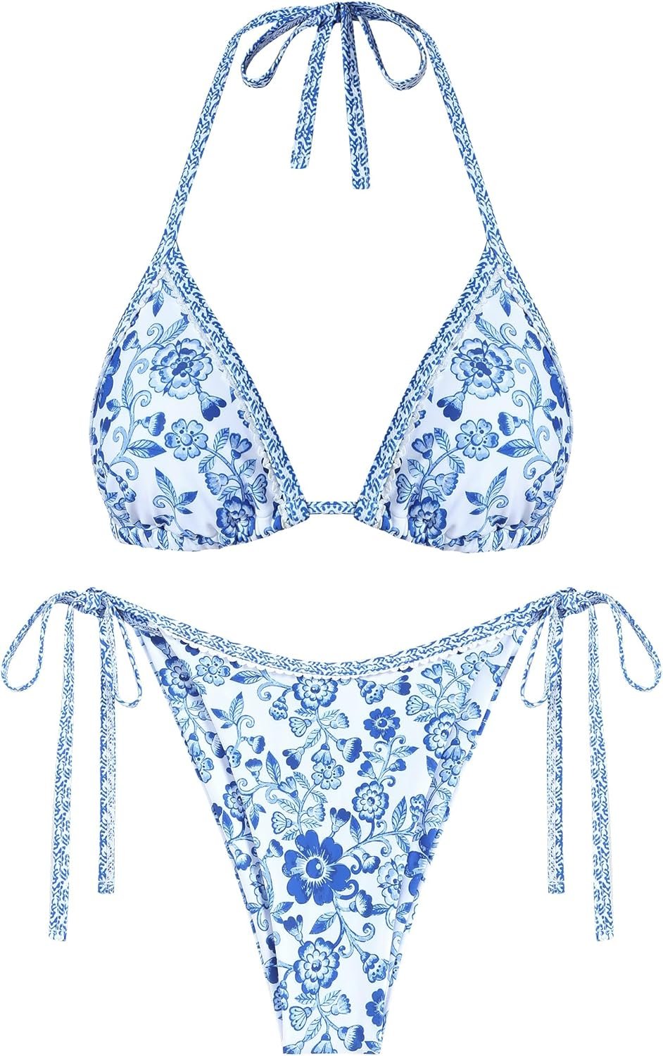 ZAFUL Triangle Bikini for Women 2 Piece Halter Bikini Sets Sexy High Cut Bathing Suit Side Tie Swimsuits ZAFUL Triangle Bikini for Women 2 Piece Halter Bikini Sets Sexy High Cut Bathing Suit Side Tie Swimsuits