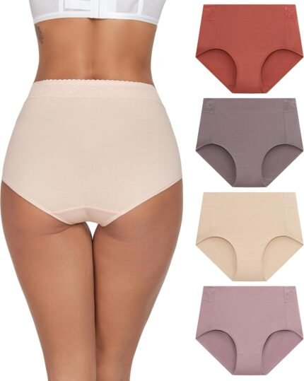 ANLIQI Women Underwear Cotton High Waist Tummy Control Panties Full Coverage Briefs Soft Stretch Ladies Breathable Underpants ANLIQI Women Underwear Cotton High Waist Tummy Control Panties Full Coverage Briefs Soft Stretch Ladies Breathable Underpants