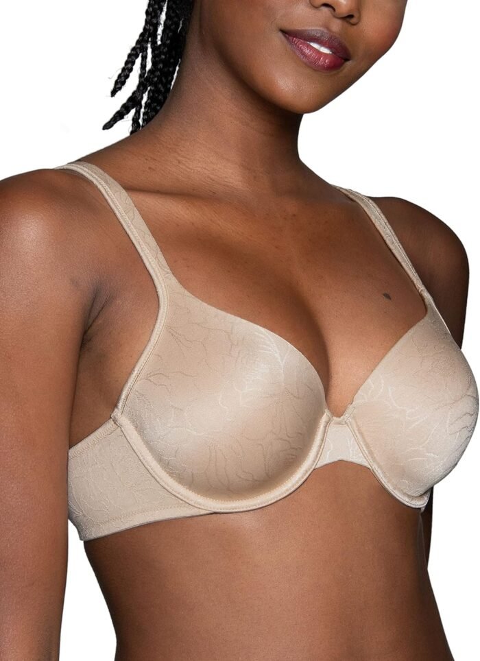 Vanity Fair Women’s Perfect T-Shirt Bra, Body Shine Full Coverage, Lightly Lined Cups up to DD