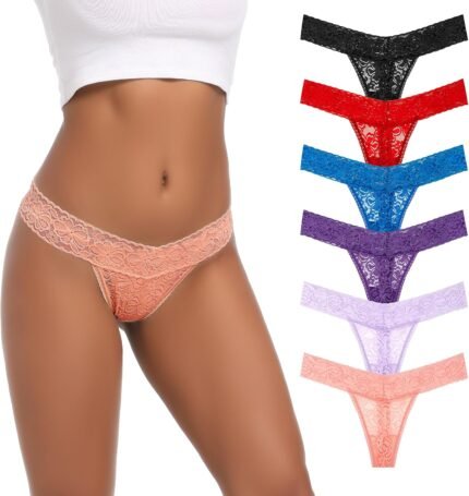 Lace Thong for Women Plus Size G-Strings Panties Low Waist Cotton Thongs For Woman Tangas Underwear Pack 6 Lace Thong for Women Plus Size G-Strings Panties Low Waist Cotton Thongs For Woman Tangas Underwear Pack 6