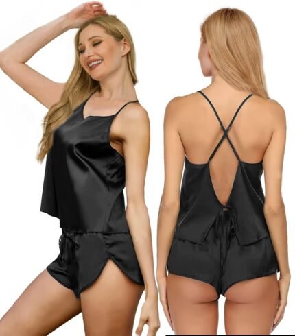 Womens Silk Pajamas Sets S-XXL 2Pcs Sexy Satin Pjs Lingerie Cami Shorts Set Camisole Sleepwear Nightwear Womens Silk Pajamas Sets S-XXL 2Pcs Sexy Satin Pjs Lingerie Cami Shorts Set Camisole Sleepwear Nightwear