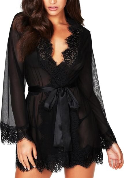 RSLOVE Women Lace Kimono Robe Sexy Babydoll Lingerie Mesh Cover Up Bridal Lingerie RSLOVE Women Lace Kimono Robe Sexy Babydoll Lingerie Mesh Cover Up Bridal Lingerie