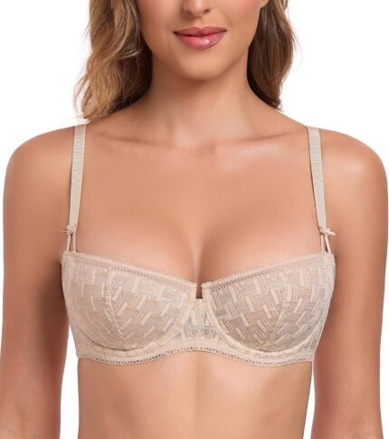 Lemorosy Women’s Demi Balconette Bra 1/2 Cup Push Up Lace Unlined Underwire Sexy Sheer Mesh Multiway Balcony Bralette Lemorosy Women’s Demi Balconette Bra 1/2 Cup Push Up Lace Unlined Underwire Sexy Sheer Mesh Multiway Balcony Bralette