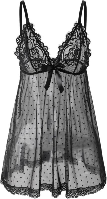 Sexy lingerie Lace Babydoll Chemise, Black, Women’s Sleepwear S-5XL