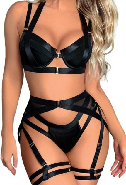 Kaei&Shi Strappy Harness, All Adjustable, Underwire Racerback, 4pc Garter Set Kaei&Shi Strappy Harness, All Adjustable, Underwire Racerback, 4pc Garter Set