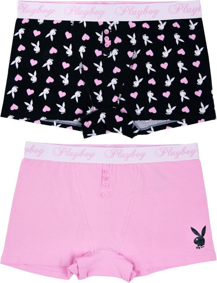 Playboy Women’s Juniors Ladies Bunny Print Underwear and Sports Bra Sets in Sizes XXS-XL