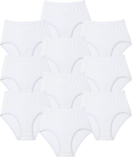 Comfort Choice Women’s Plus Size Full Coverage Cotton Brief 10-Pack