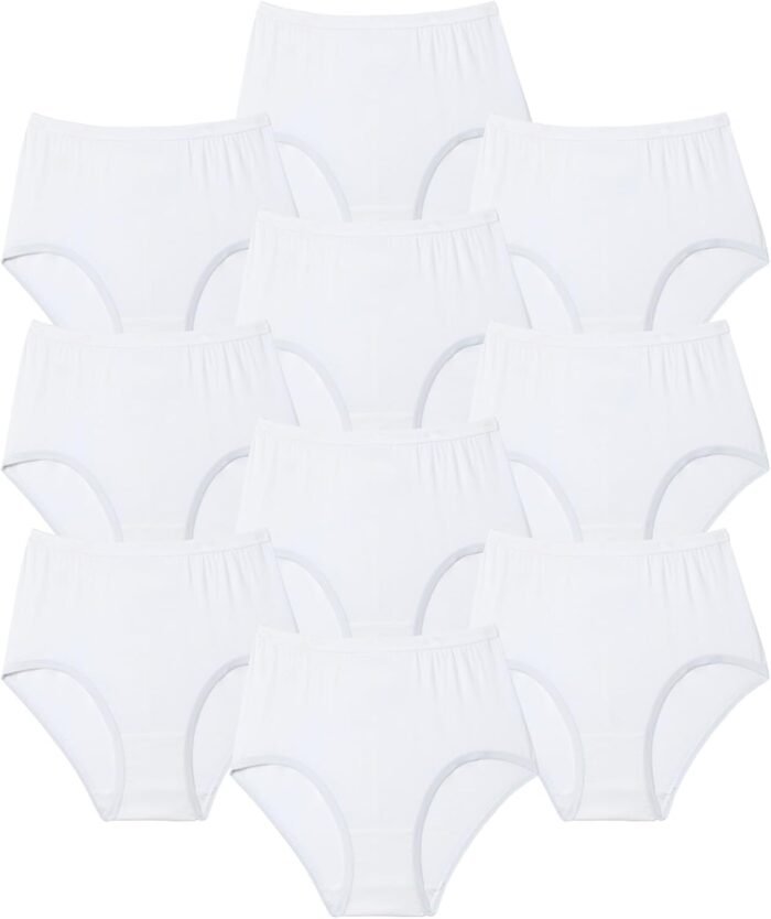 Comfort Choice Women’s Plus Size Full Coverage Cotton Brief 10-Pack