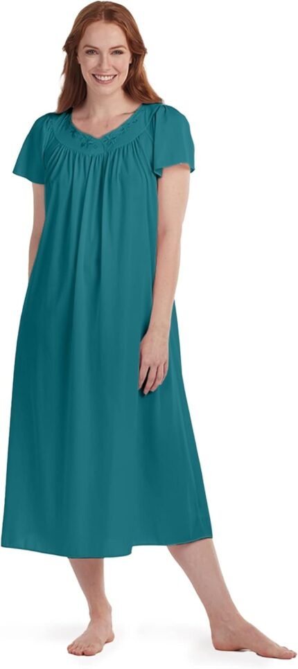 Miss Elaine Nightgown – Women’s Long Tricot Nightgown, Short Flutter Sleeves, Comfortable Lightweight Fabric, Sleepwear Miss Elaine Nightgown – Women’s Long Tricot Nightgown, Short Flutter Sleeves, Comfortable Lightweight Fabric, Sleepwear