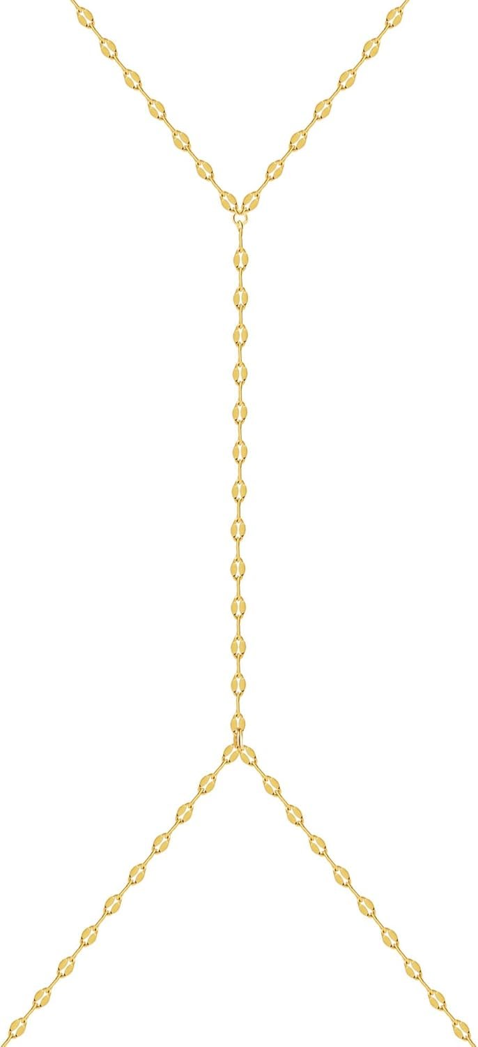 Stainless Steel Non Tarnish Gold Body Chain Necklace for Women, Dainty Simple Stainless Steel Full Body Chain Necklace