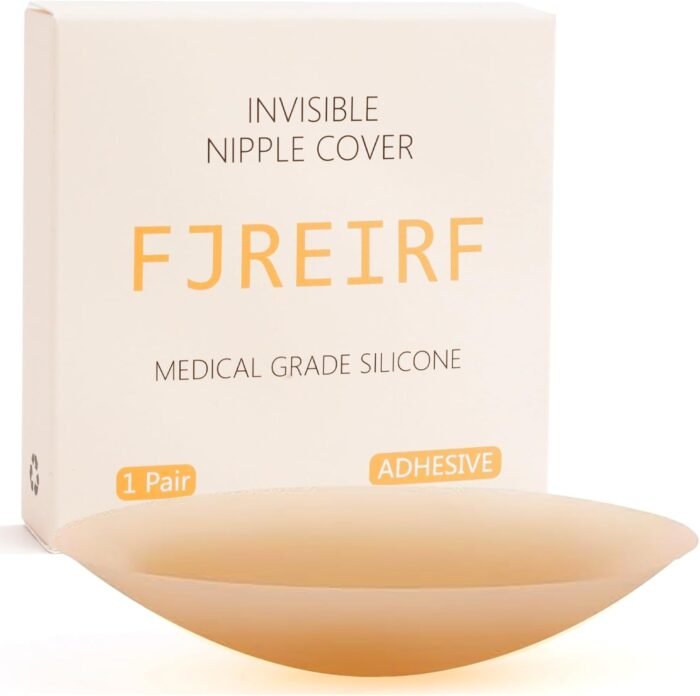 Nipple Covers No Show, Sticky Adhesive Silicone Nipple Pasties for Women, Reusable Breast Petals with Travel Box