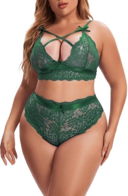 Aranmei Plus Size Lingerie Set for Women High Waisted Bra and Panty Set Sexy Criss-cross Lace Bralette Sets 2 Piece Underwear Aranmei Plus Size Lingerie Set for Women High Waisted Bra and Panty Set Sexy Criss-cross Lace Bralette Sets 2 Piece Underwear