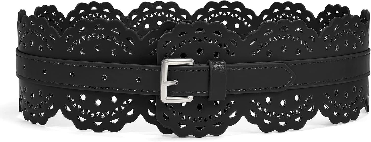 XZQTIVE Women Wide Belt For Dresses Vintage Chunky Belts Thick Leather Waist Belt With Prong Buckle