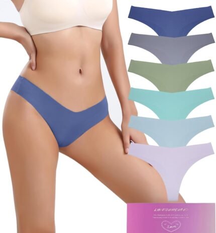 Trace-less Underpants No Show Line Underwear Thongs for Women Breathable Comfortable Invisible Sexy Undies 6 Pack