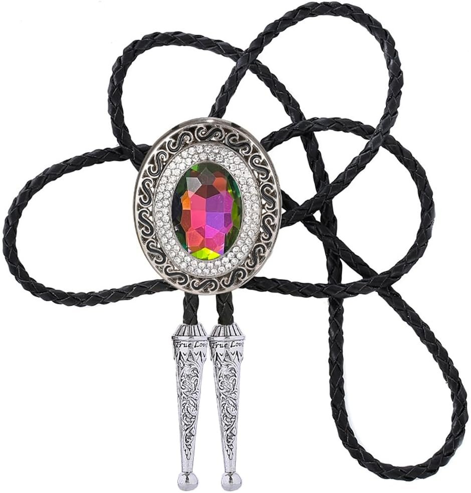 Western Bolo Tie Cowboy Bolo Ties Rhinestone Necklace Bola Tie for Men Women