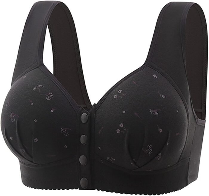 Daisy Bras for Older Women,Front Closure Wireless Push Up Bras,No Underwire Plus Size Full Coverage Everyday Bras