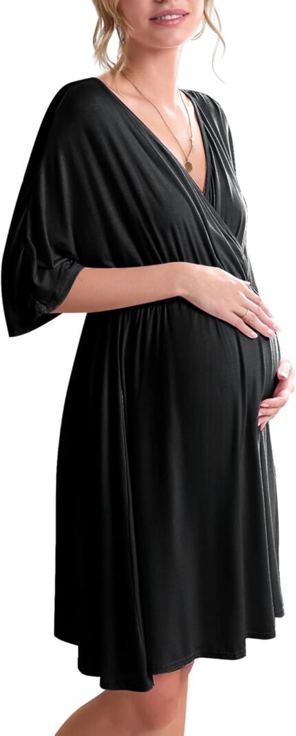 Ekouaer 3 in 1 Labor/Delivery/Hospital Gown Maternity Dress Nursing Nightgown Sleepwear for Breastfeeding Ekouaer 3 in 1 Labor/Delivery/Hospital Gown Maternity Dress Nursing Nightgown Sleepwear for Breastfeeding