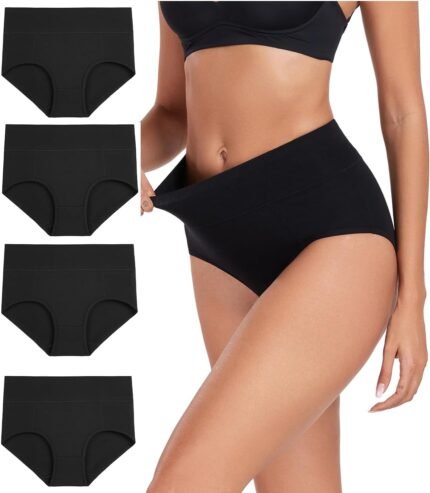 wirarpa Women’s Cotton Underwear High Waist Breathable Briefs Soft Underpants Ladies Stretch Panties 4 Pack wirarpa Women’s Cotton Underwear High Waist Breathable Briefs Soft Underpants Ladies Stretch Panties 4 Pack