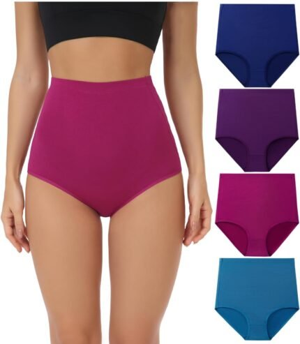 wirarpa Women’s Underwear Cotton Super High Waisted Briefs Stretch Full Coverage Panties 4 Pack wirarpa Women’s Underwear Cotton Super High Waisted Briefs Stretch Full Coverage Panties 4 Pack