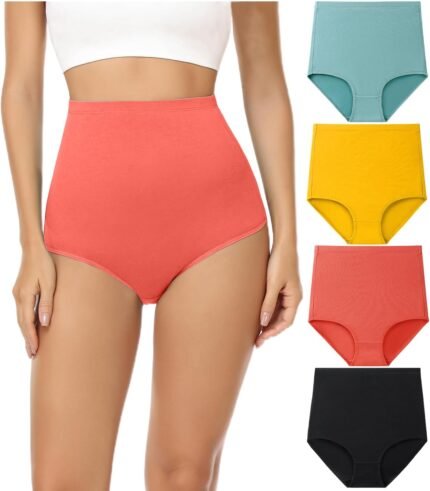 wirarpa Women’s Underwear Cotton Super High Waisted Briefs Stretch Full Coverage Panties 4 Pack wirarpa Women’s Underwear Cotton Super High Waisted Briefs Stretch Full Coverage Panties 4 Pack