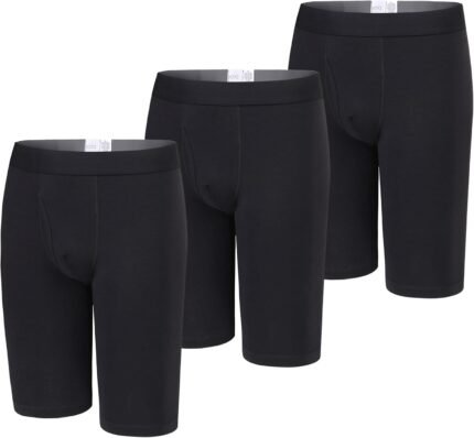 Men’s Cotton Stretch Boxer Briefs Long Leg Underwear