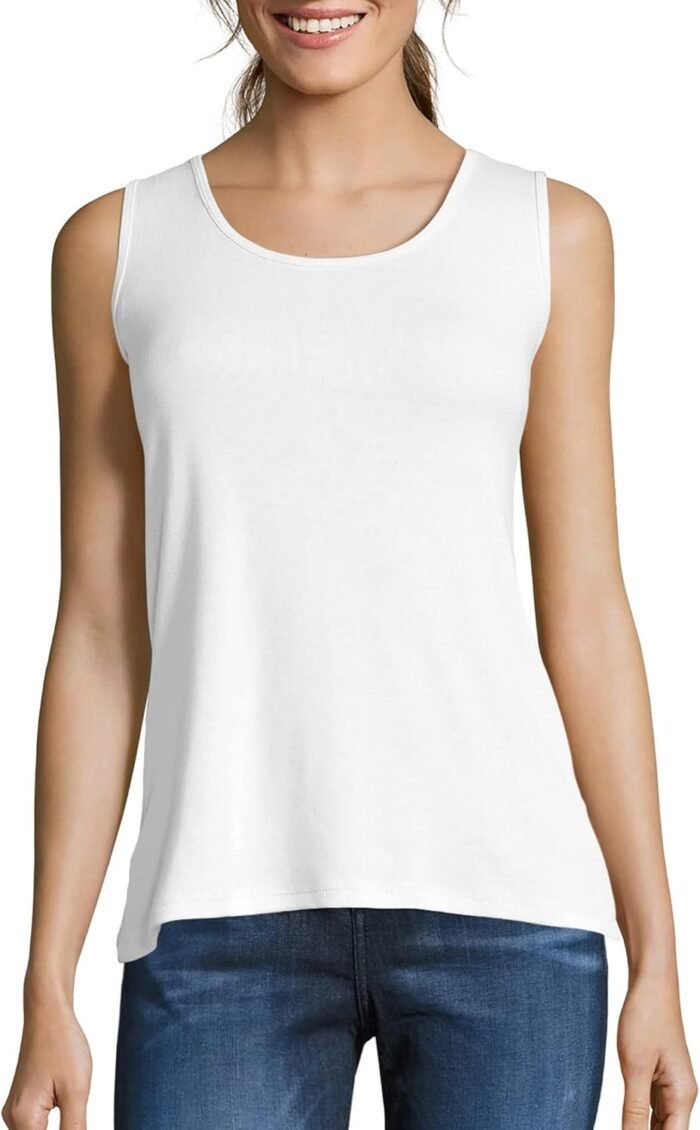 Hanes Women’s Shirts, Women’s Mini-Ribbed Cotton Tank Tops, Women’s Sleeveless T-Shirts, Women’s Tanks