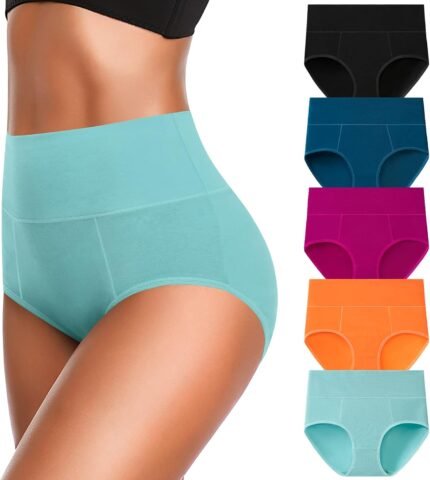 OLIKEME Cotton Underwear High Waisted Panties Full Coverage Underpants Soft Strech Ladies Briefs for Women Multi Pack OLIKEME Cotton Underwear High Waisted Panties Full Coverage Underpants Soft Strech Ladies Briefs for Women Multi Pack