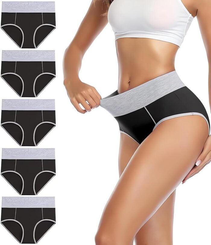 Women’s Cotton Underwear High Waisted Briefs Stretch Full Coverage Panties