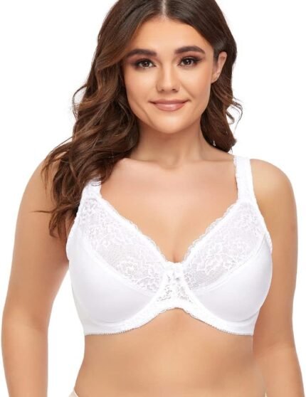 Women’s Plus Size Full Coverage Lace Bra Underwire Non Padded Push up Bralette