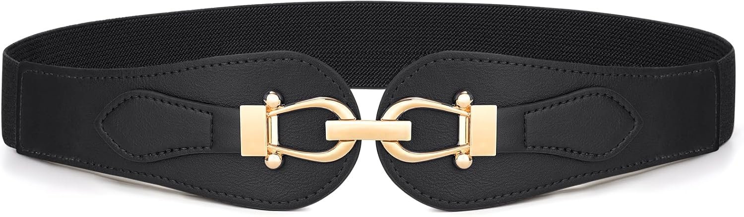 VONMELLI Wide Elastic Belts for Women Stretch Ladies Waist Belt Fashion Gold Buckle, Vintage Thick Womens Belts for Dress VONMELLI Wide Elastic Belts for Women Stretch Ladies Waist Belt Fashion Gold Buckle, Vintage Thick Womens Belts for Dress