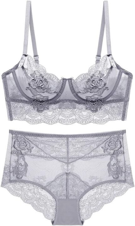 Guoeappa Women’s Floral Soft Lace Lingerie Set See Through High Waisted Underwear Underwire Sheer Bra and Panty Set Guoeappa Women’s Floral Soft Lace Lingerie Set See Through High Waisted Underwear Underwire Sheer Bra and Panty Set
