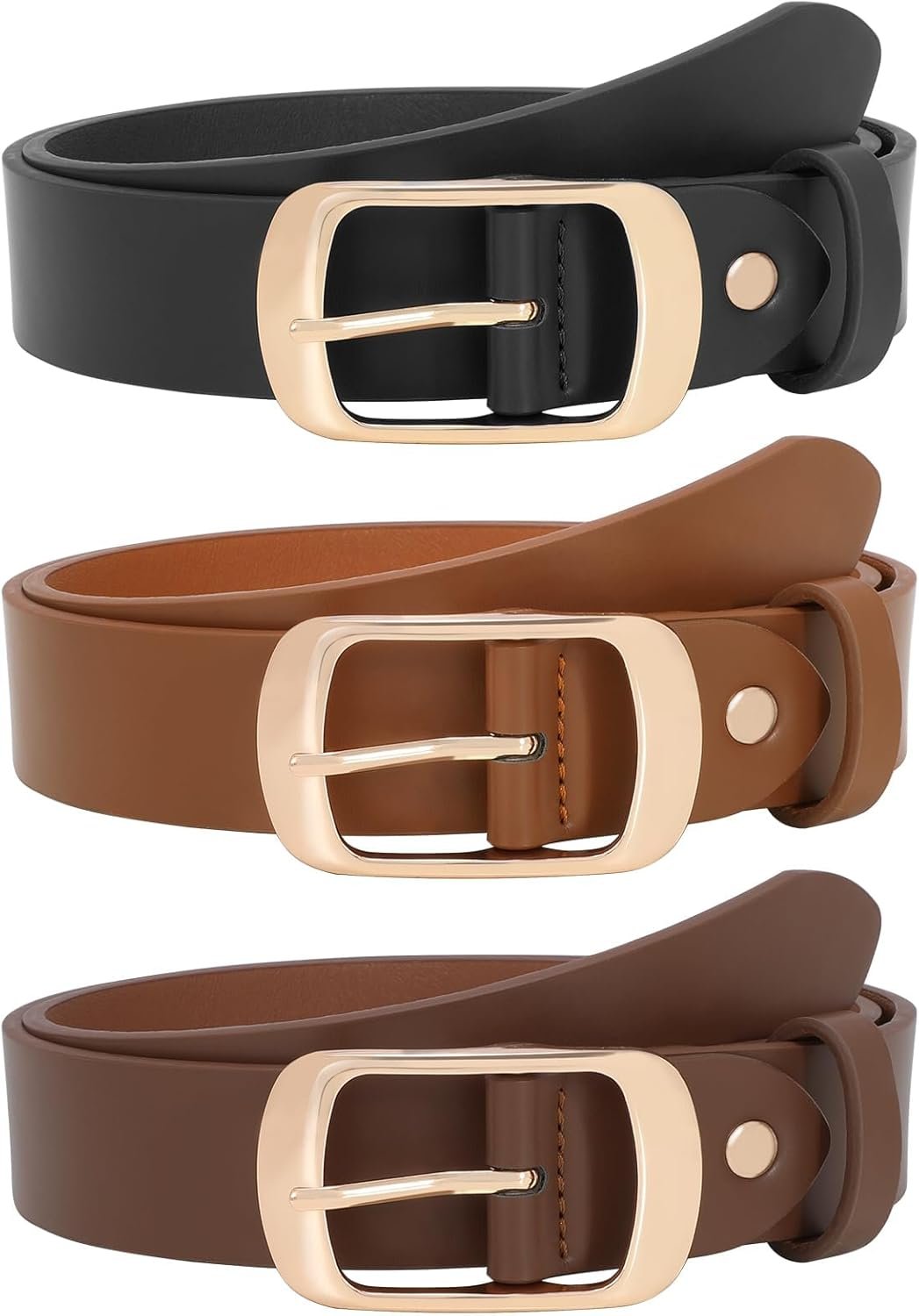 SUOSDEY 3 Pack Fashion Womens Leather Belts, Soft Leather Waist Belt with Pin Buckle for Jeans Pants,width 1.3″ SUOSDEY 3 Pack Fashion Womens Leather Belts, Soft Leather Waist Belt with Pin Buckle for Jeans Pants,width 1.3″
