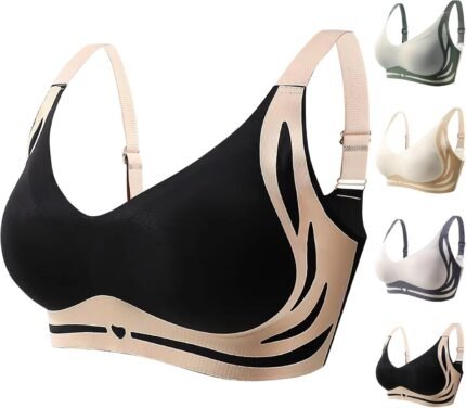 Ogiraw Smoothing Bra Anti Sagging Wireless Push Up Bras for Women No Underwire Full Coverage Bra Comfy Bras for Older Women