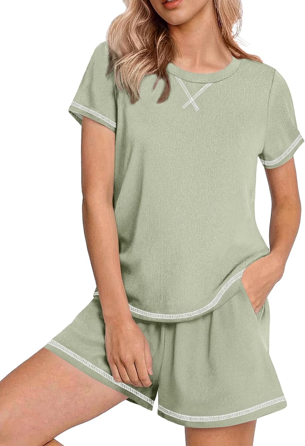Ekouaer Womens Shorts Set Summer Outfits Short Sleeve Lounge Set 2 Pieces Soft Sleepwear Pajamas Set with Pockets Ekouaer Womens Shorts Set Summer Outfits Short Sleeve Lounge Set 2 Pieces Soft Sleepwear Pajamas Set with Pockets