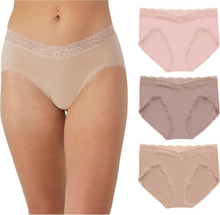 Maidenform Women’s Microfiber Underwear, Mid-Rise Bikini Panties, 3-Pack